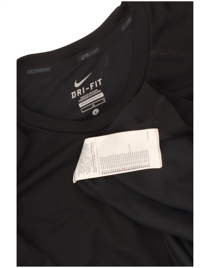 Nike Herre Dri Fit Grafisk T-Shirt Top Stor Sort Polyester