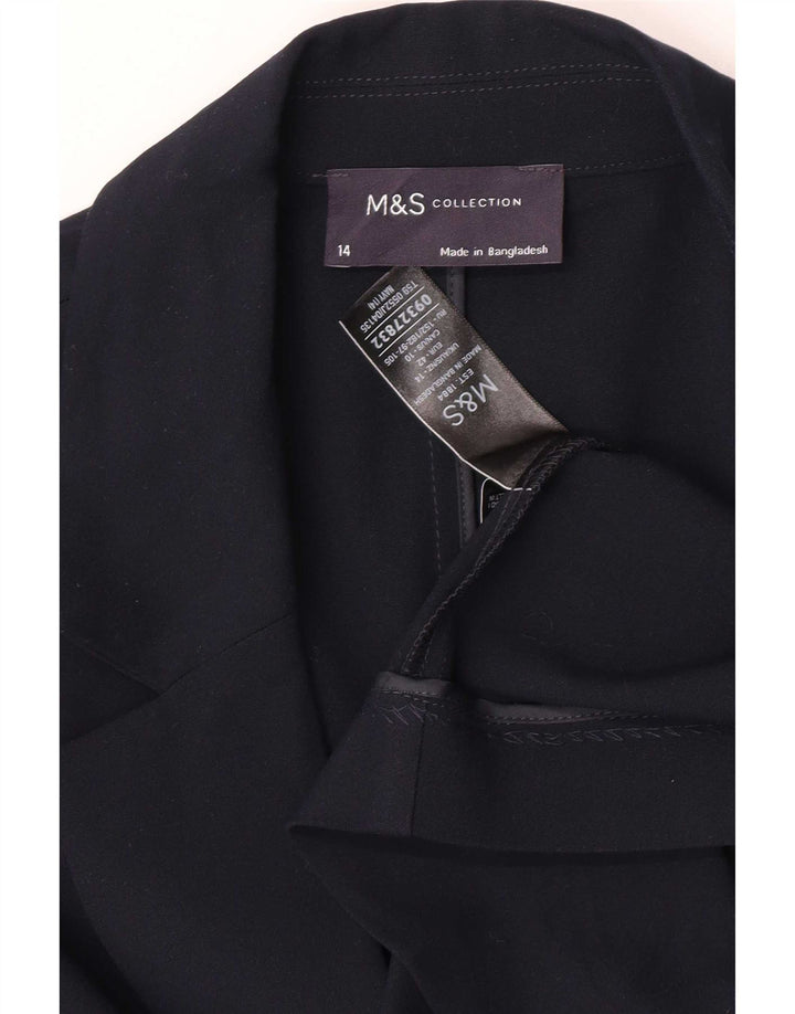 Marks & Spencer Womens Open Blazer Jacket UK 14 Large Navy Blue Polyester