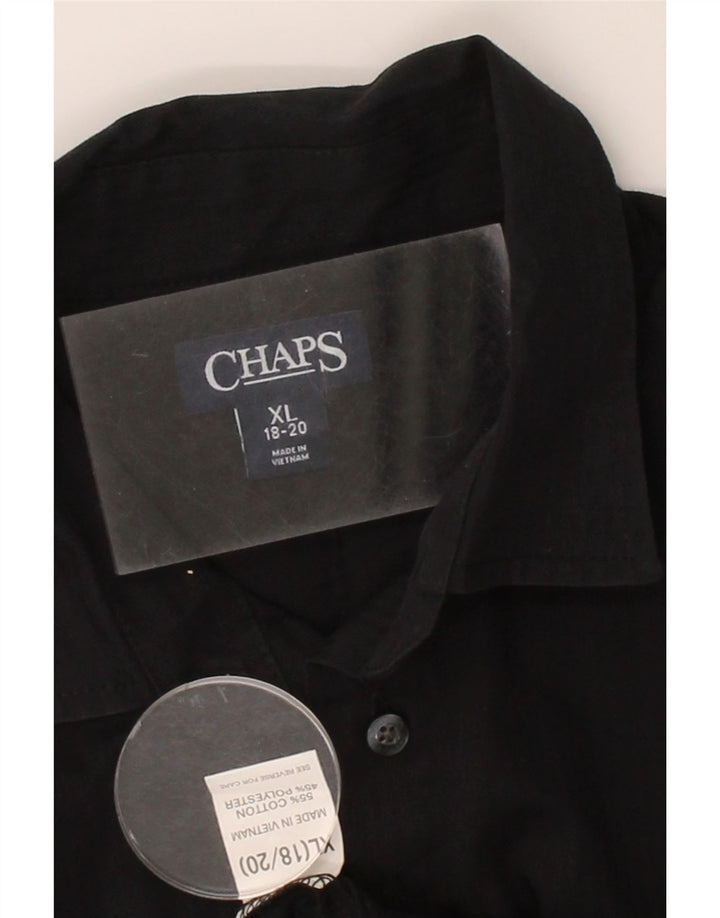 CHAPS Boys Shirt 15-16 Years XL Black Cotton Vintage Chaps and Second-Hand Chaps from Messina Hembry 