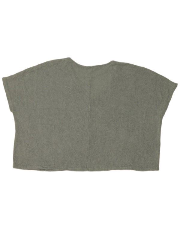 Zara Womens Crop Oversized Knit Crop Top UK 14 Medium Green Viscose
