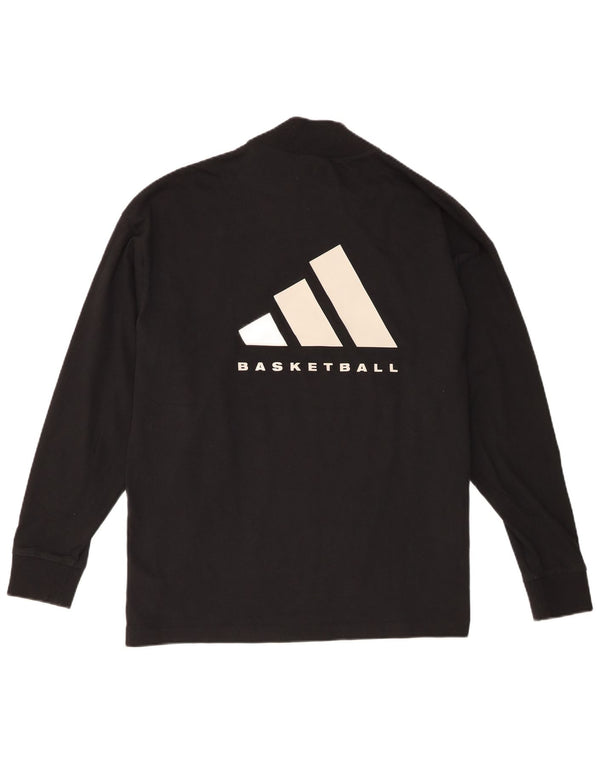 Adidas Herre Loose Fit Grafisk Top Langærmet Lille Sort Bomuld