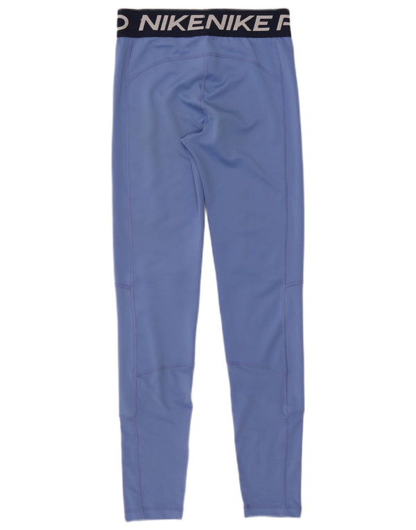 Nike piger Dri Fit grafiske leggings 13-14 år XL blå farveblok