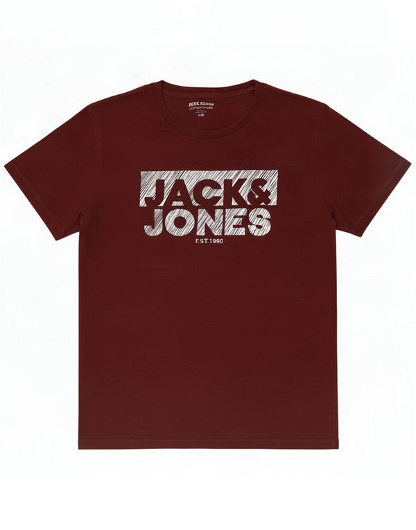 Jack & Jones Grafisk T-shirt til mænd, medium rødbrun bomuld