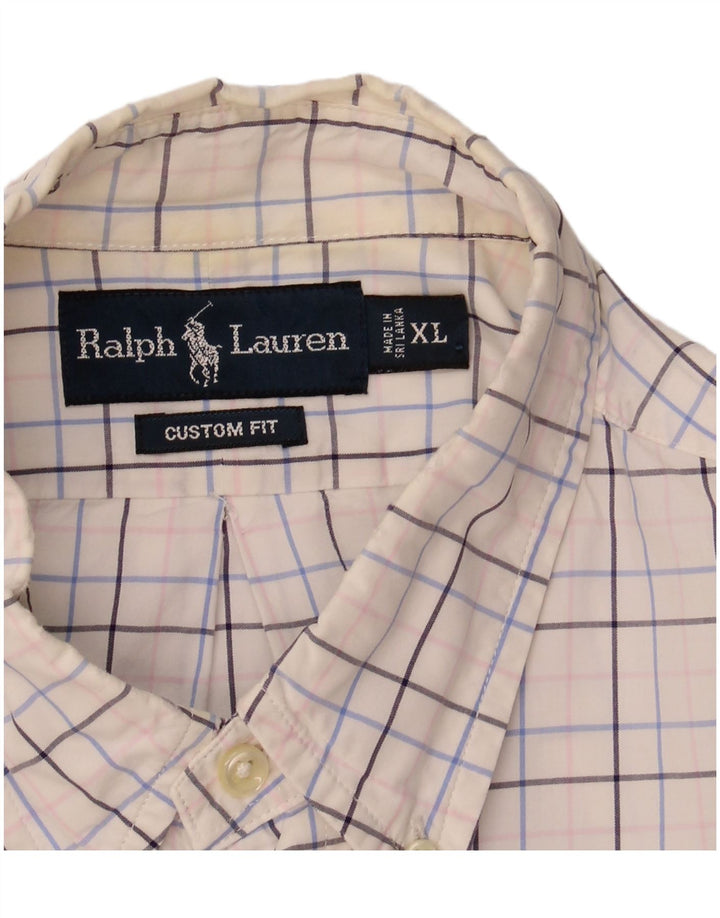 RALPH LAUREN Mens Custom Fit Shirt XL White Check Cotton