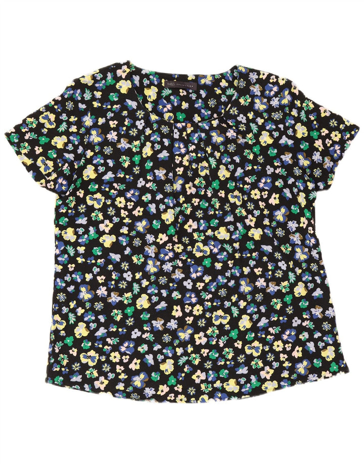 Marks & Spencer Damebluse Top UK 12 Medium Black Floral Polyester