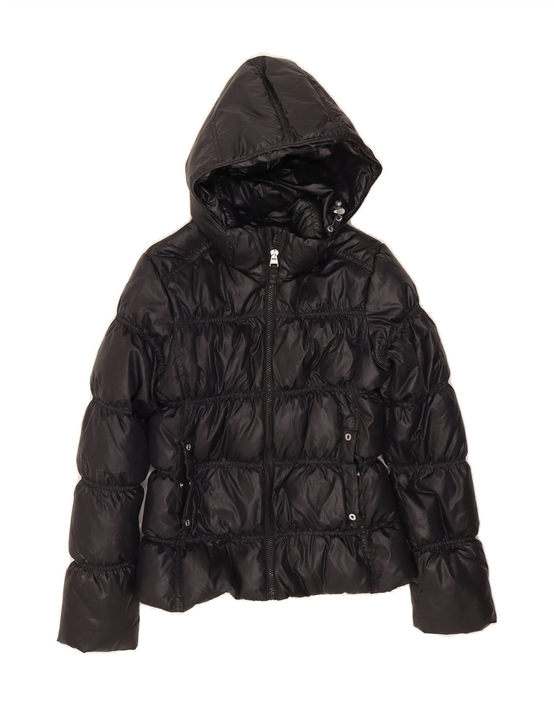 CHAMPION Womens Hooded Padded Jacket UK 10 Small Black Vintage Champion and Second-Hand Champion from Messina Hembry 