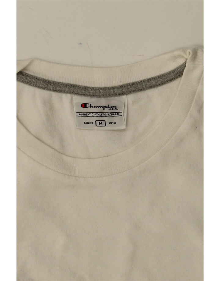 CHAMPION Womens Graphic Vest Top UK 12 Medium Off White Cotton Vintage Champion and Second-Hand Champion from Messina Hembry 