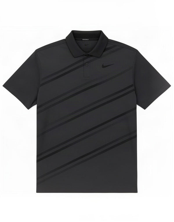 Nike Dri Fit poloshirt til mænd mellemgrå stribet polyester