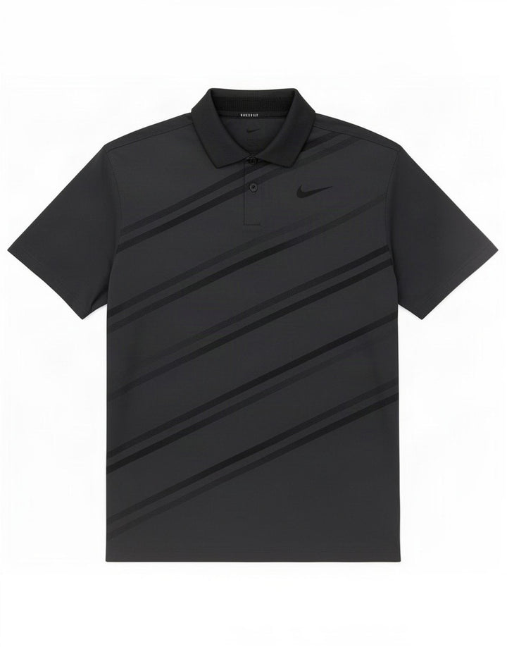 Nike Dri Fit poloshirt til mænd mellemgrå stribet polyester