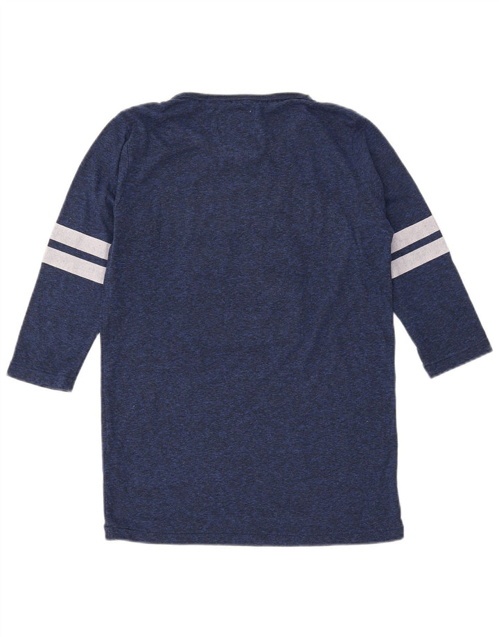 SUPERDRY grafisk top til kvinder 3/4 ærmer UK 2 2XS marineblå polyester