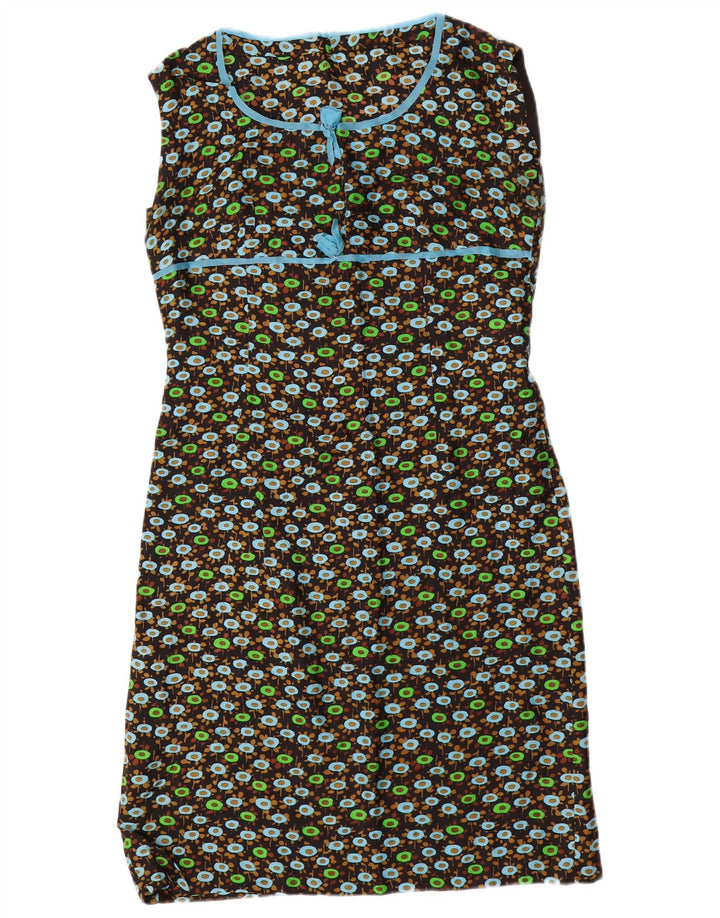 VINTAGE Kvinder 3/4 ærmer 2-delt sæt UK 14 Medium Black Floral