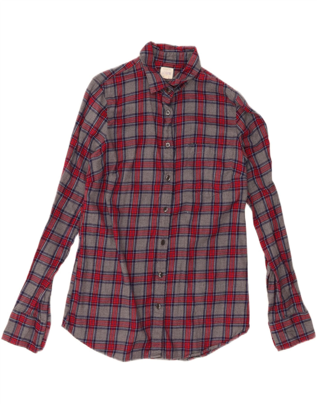 J. Crew Dame Flanelskjorte UK 6 XS Grå Ternet Bomuld Klassisk