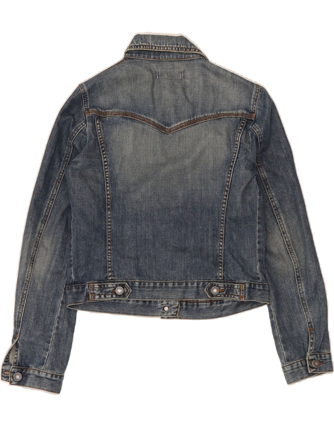 BENETTON Womens Crop Denim Jacket UK 14 Medium Blue Cotton Vintage Benetton and Second-Hand Benetton from Messina Hembry 