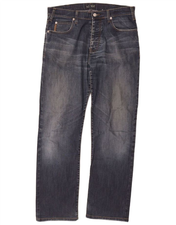 Armani Straight Jeans til mænd W33 L29 Blå Bomuld