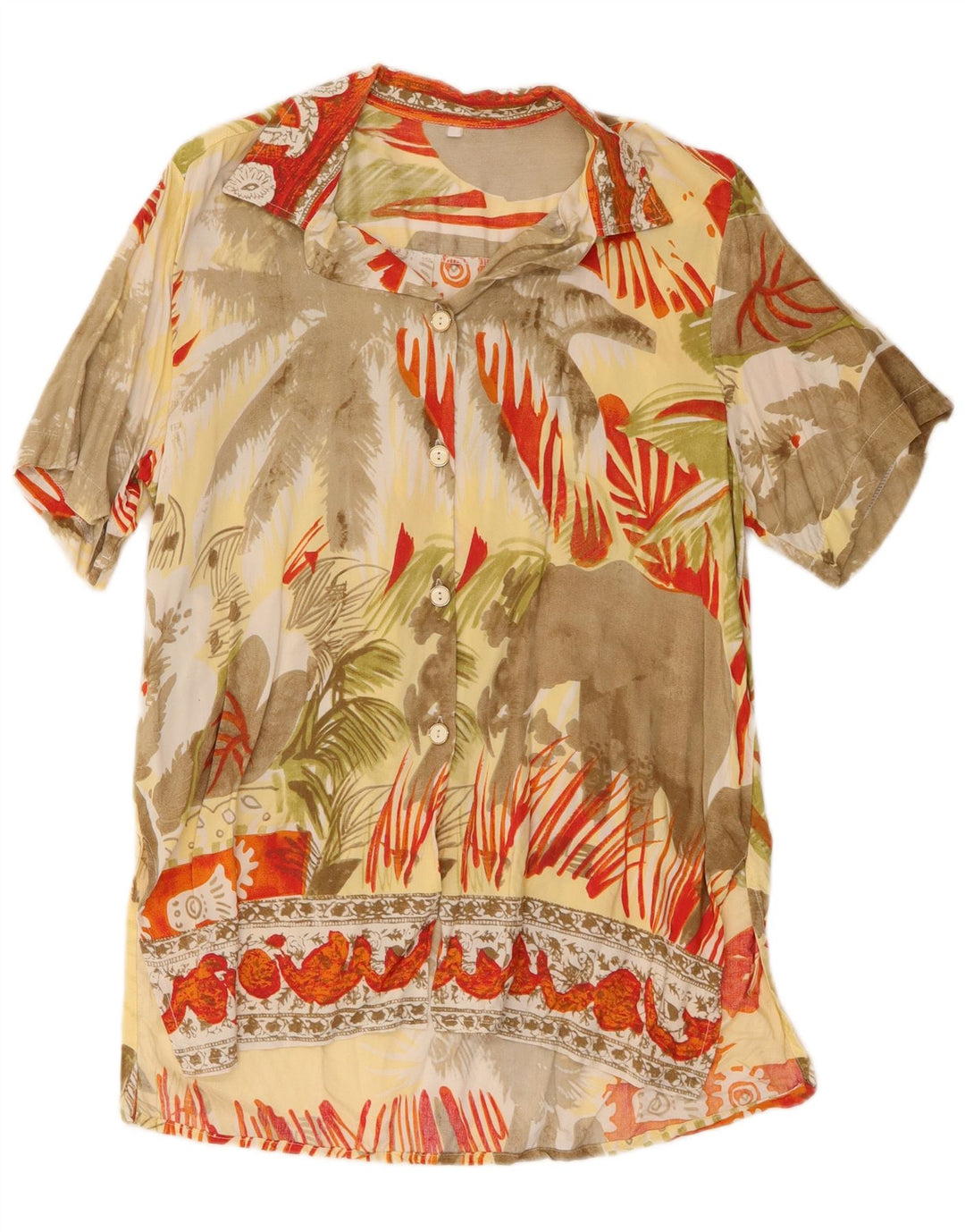 Vintage kvinders abstrakt mønster skjorte bluse UK 16 Large Multicolor
