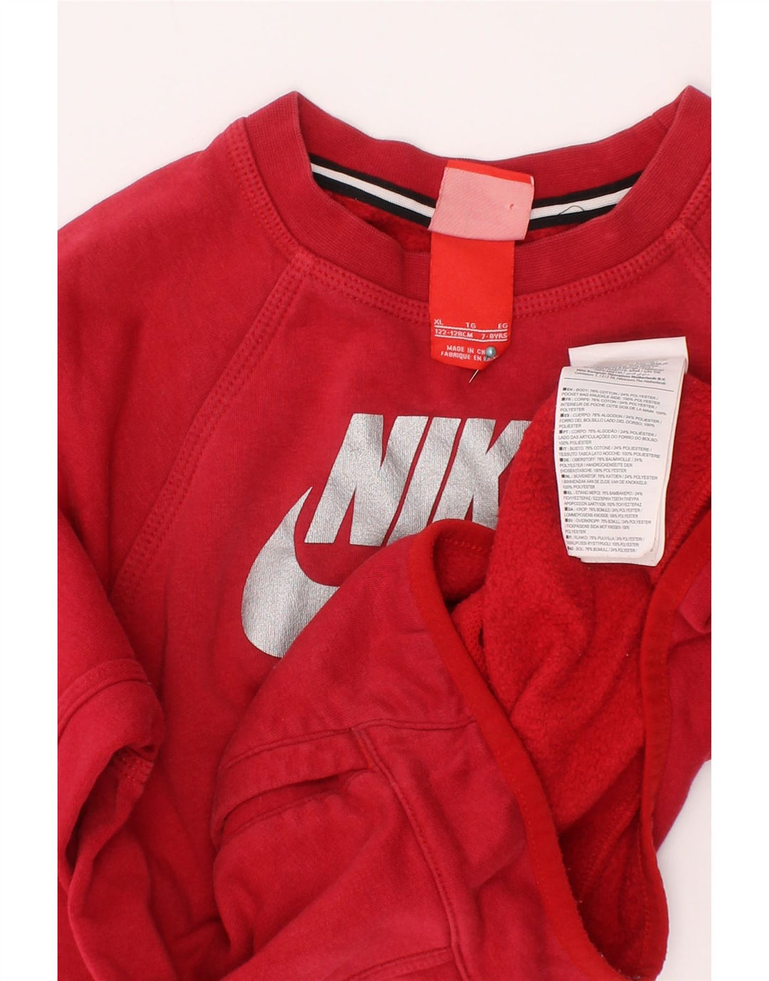 Nike Boys Graphic Sweatshirt Jumper 7-8 år XL Rød Bomuld