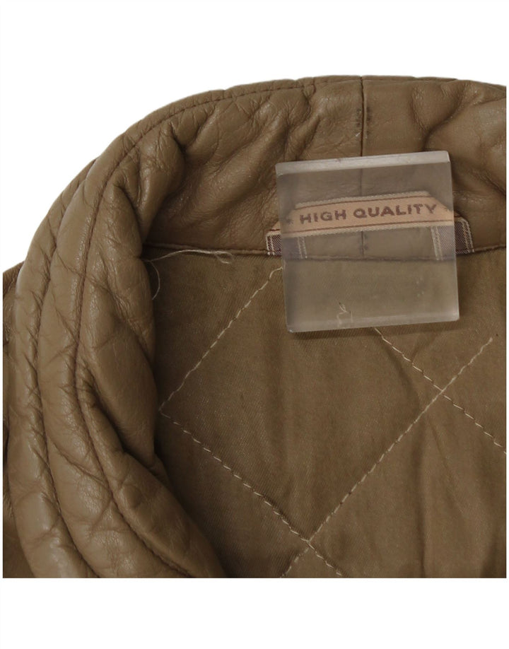 Vintage læderjakke til kvinder UK 14 Medium Brown Colourblock