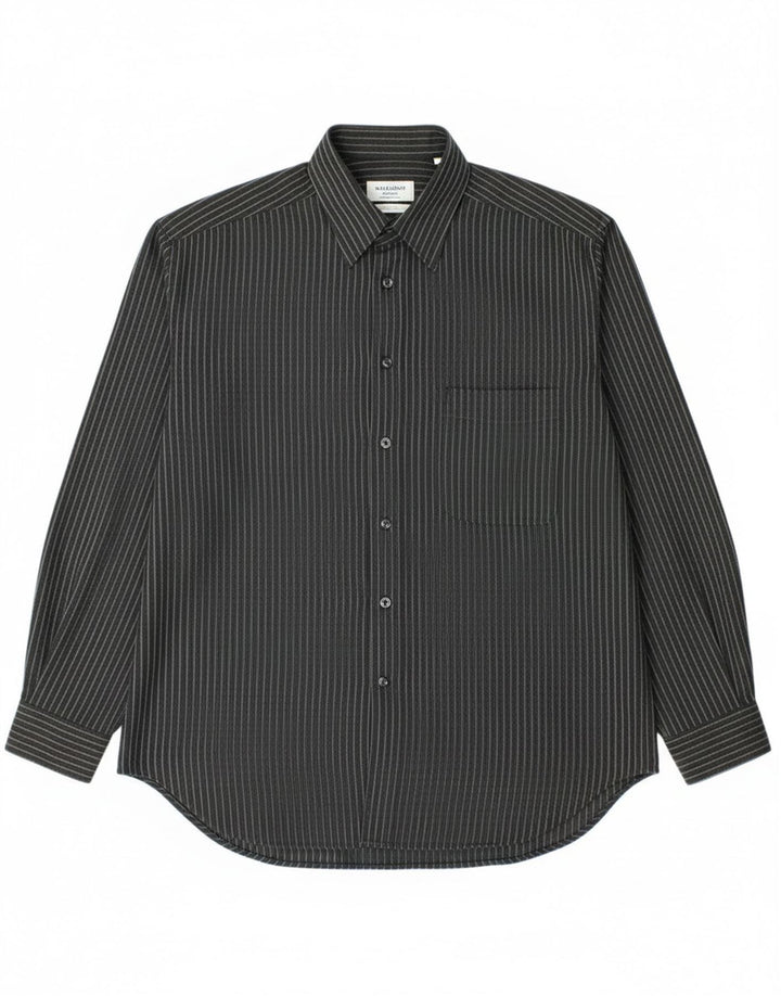 Trussardi herreskjorte str. 40 Medium Sort nålestribet polyester