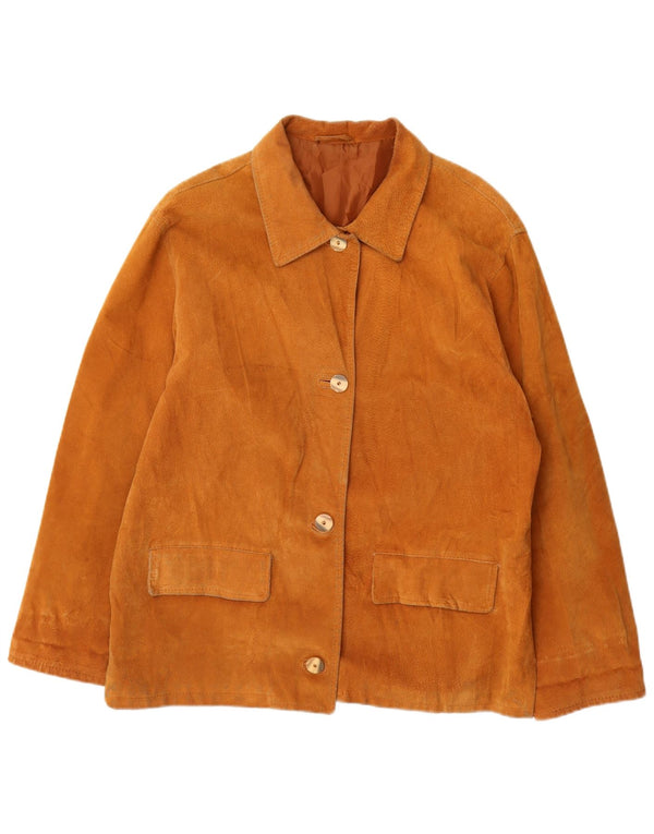 VINTAGE Dame ruskindsjakke UK 14 Medium Brown Læder