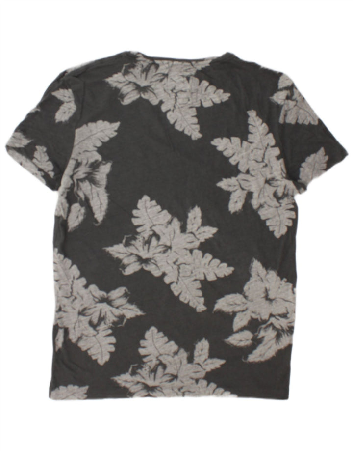 All Saints Herre T-Shirt Top Medium Grey Floral Bomuld