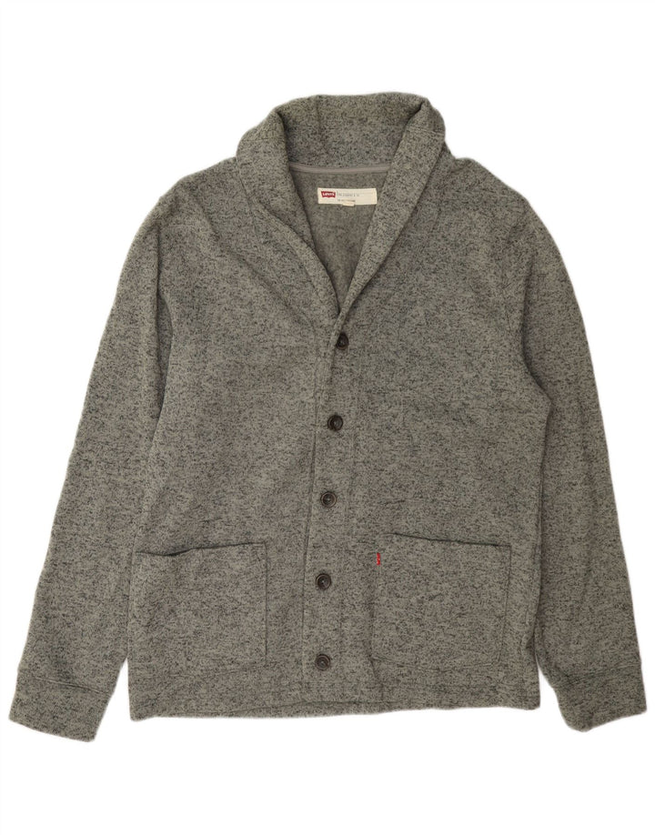 Levi's herre cardigan sweater, stor grå flækket polyester