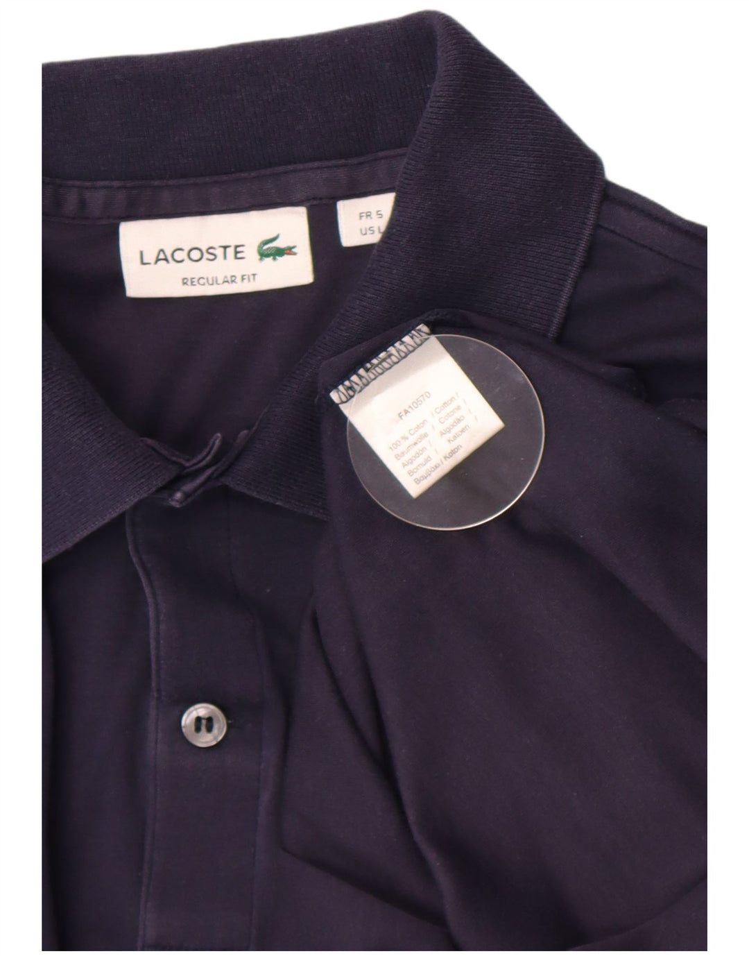 Lacoste Herre Regular Fit Polo Shirt Størrelse 5 Large Navy Blue Bomuld