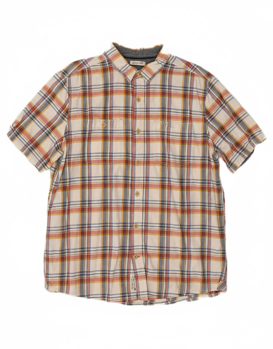 FAT FACE Mens Classic Fit Short Sleeve Shirt Large Multicoloured Check