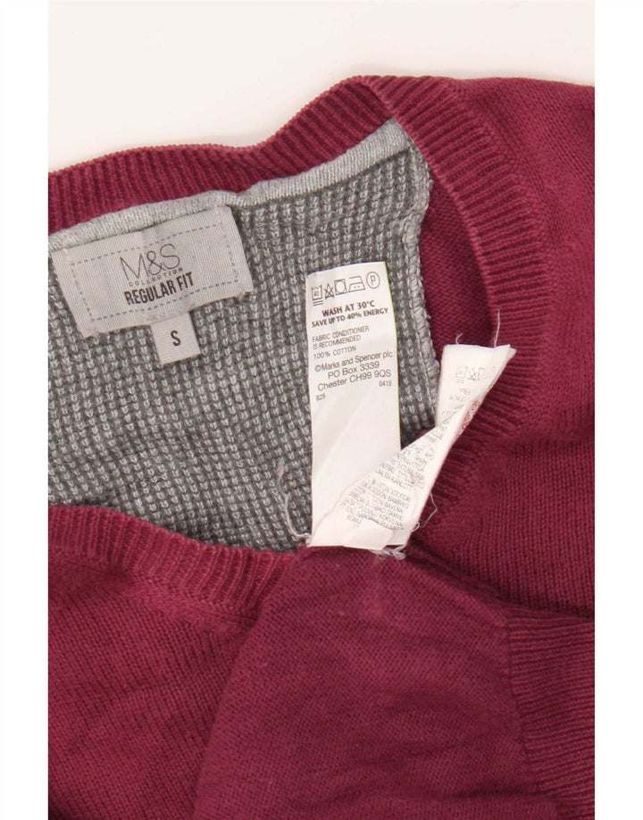 Marks & Spencer Herre Regular Fit V-hals sweater Small Bourgogne