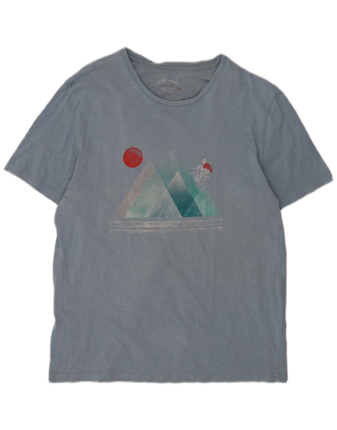 Fat Face Herre Grafisk T-Shirt Top XL Blå Bomuld