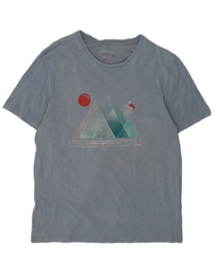 Fat Face Herre Grafisk T-Shirt Top XL Blå Bomuld
