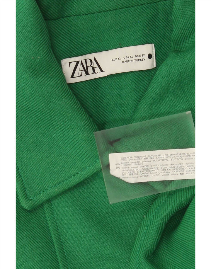Zara Double Breasted Frakke UK 18 XL Grøn polyester