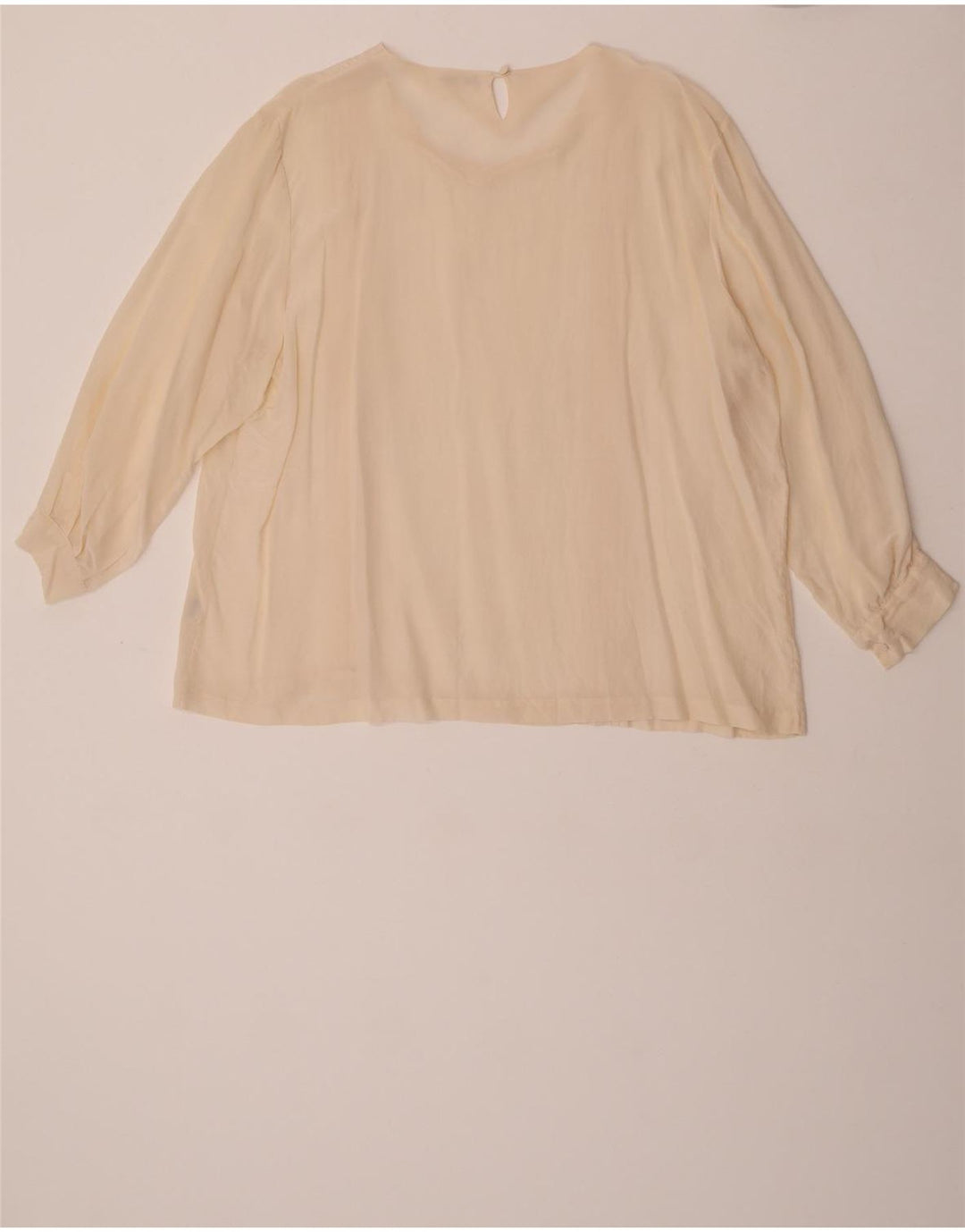 Vintage Dame Langærmet Bluse Top EU 46 XL Off White Silke