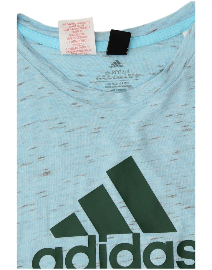 Adidas Boys Grafisk T-Shirt Top 13-14 år Blå Flecked Bomuld