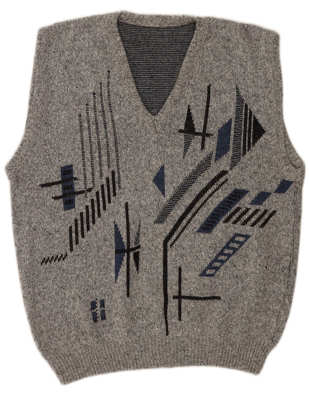 Vintage herrevest tanktop EU 50 mellemgrå geometrisk polyakryl