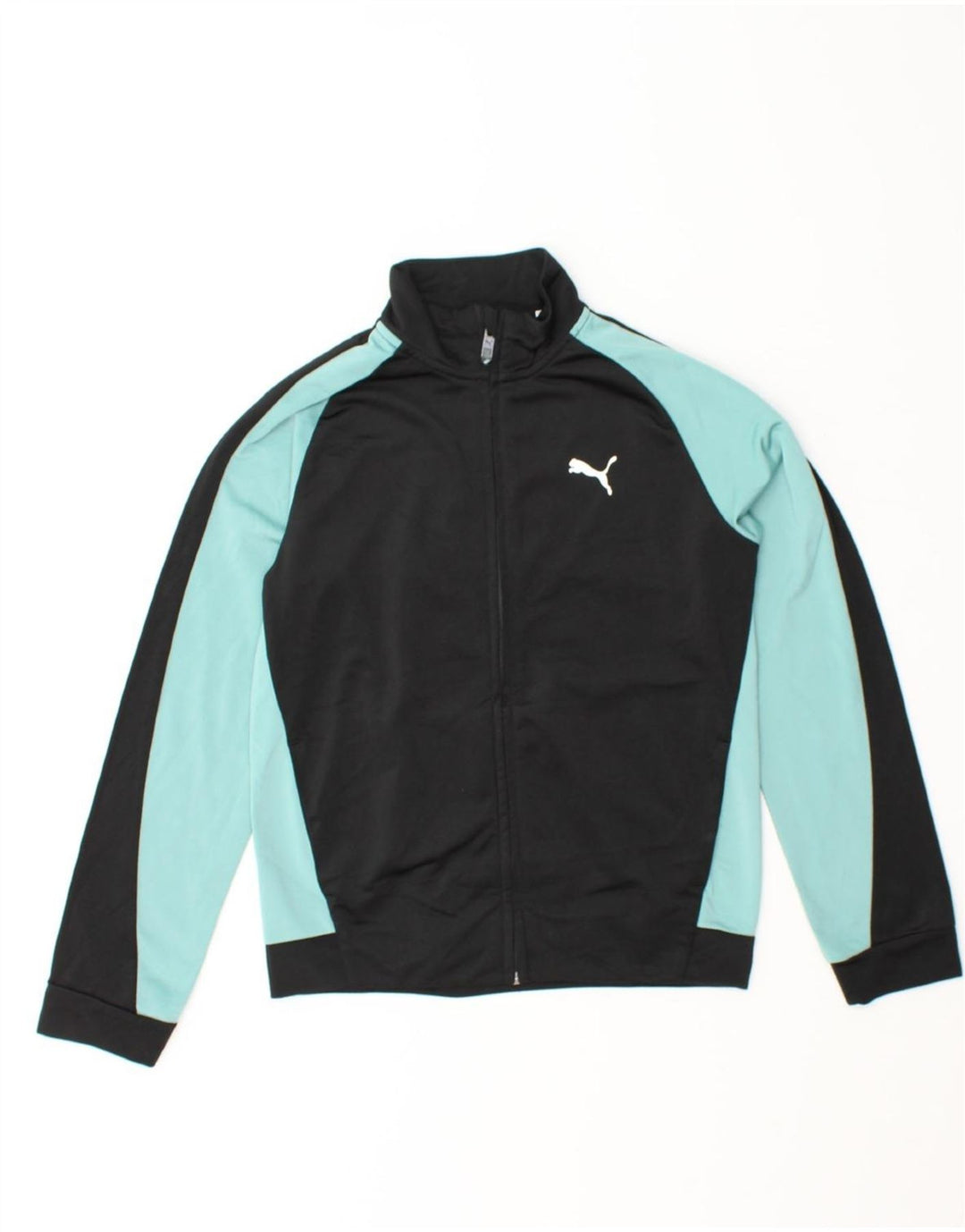 PUMA Girls Tracksuit Top Jacket 11-12 Years Large Black Colourblock Vintage Puma and Second-Hand Puma from Messina Hembry 