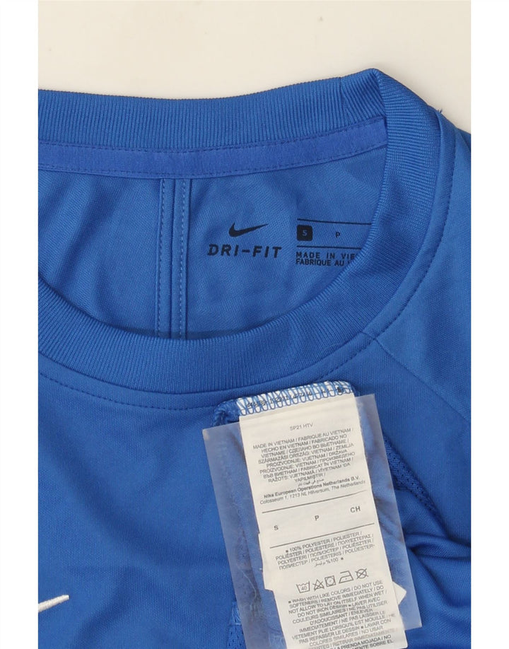 NIKE Herre Dri Fit T-Shirt Top Lille Blå Colourblock Polyester