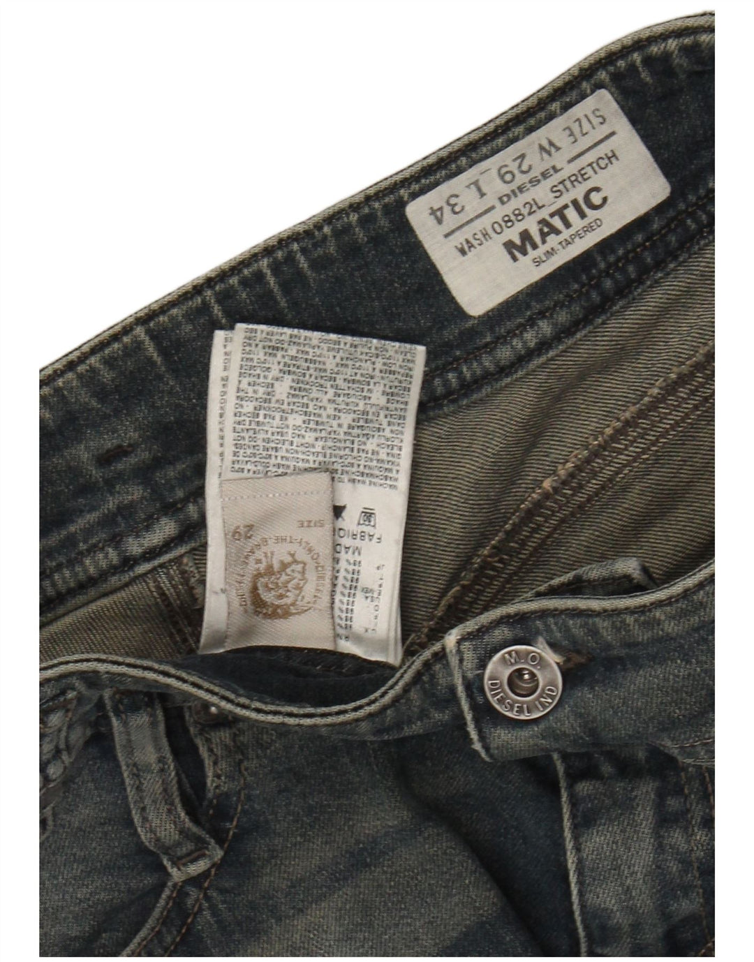 DIESEL Dame Matic Acid Wash Slim Tapered Jeans W29 L29 Blå Bomuld