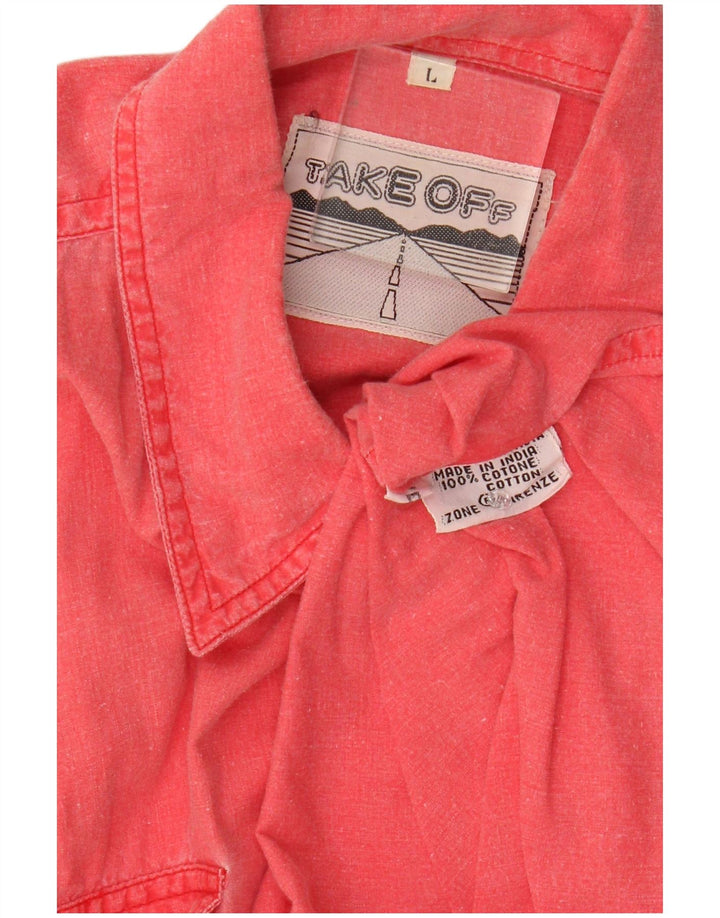 Vintage Herre Relaxed Fit skjorte Stor Pink Bomuld