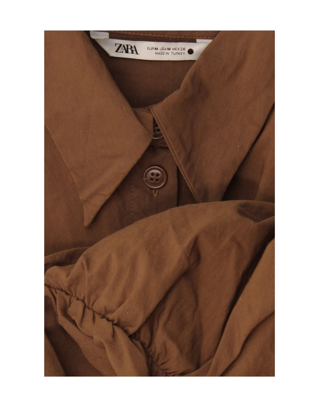 ZARA Womens Long Sleeve Shirt Dress UK 12 Medium Brown