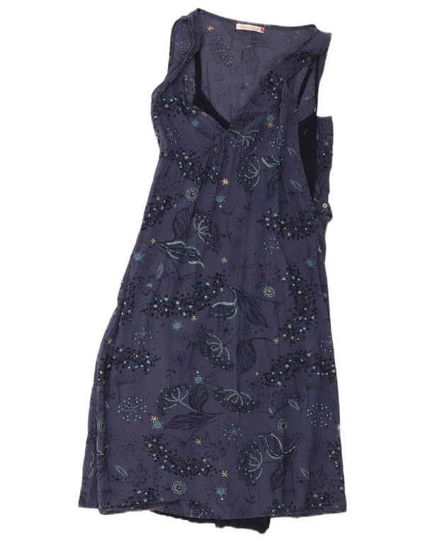 White Stuff Womens Ærmeløs A-Line Kjole UK 8 Small Navy Blue Floral