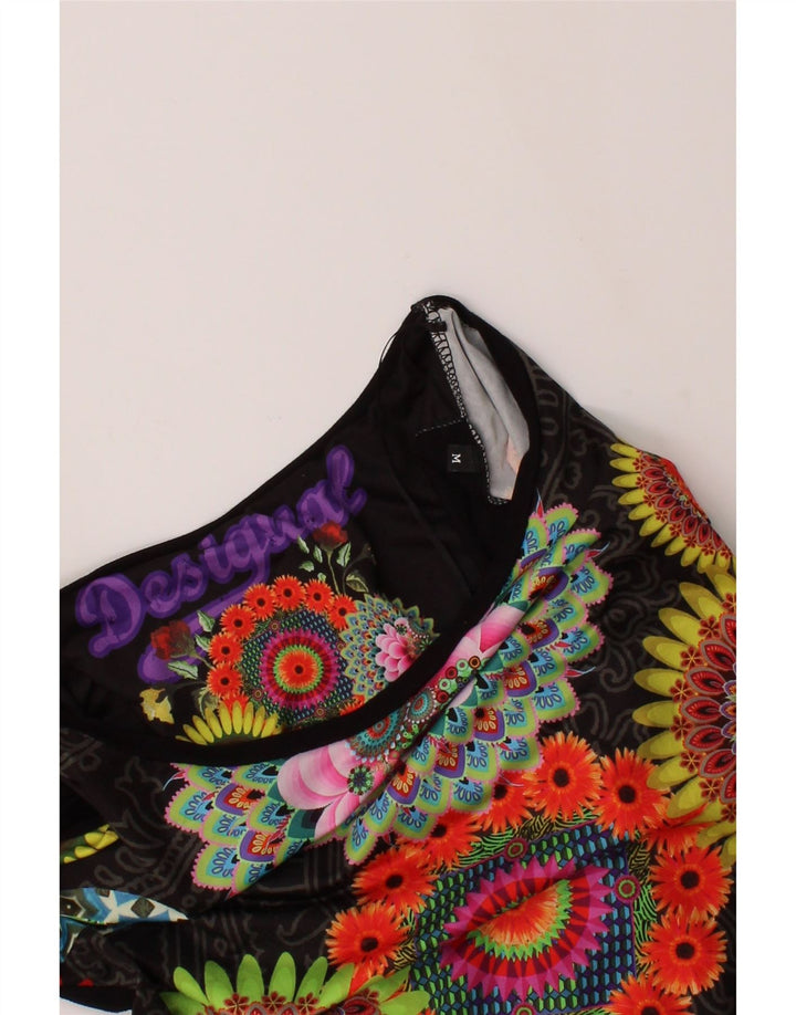 DESIGUAL Womens Graphic Basic Dress UK 14 Medium Black Floral Vintage Desigual and Second-Hand Desigual from Messina Hembry 