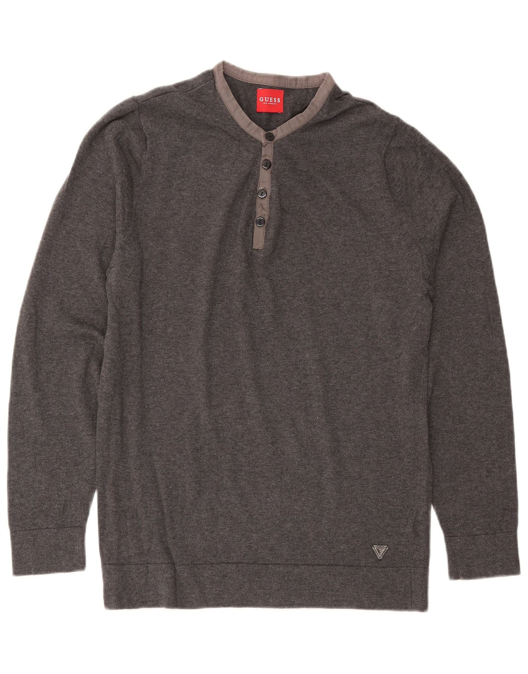GUESS Herre sweater med rund hals, stor grå bomuld