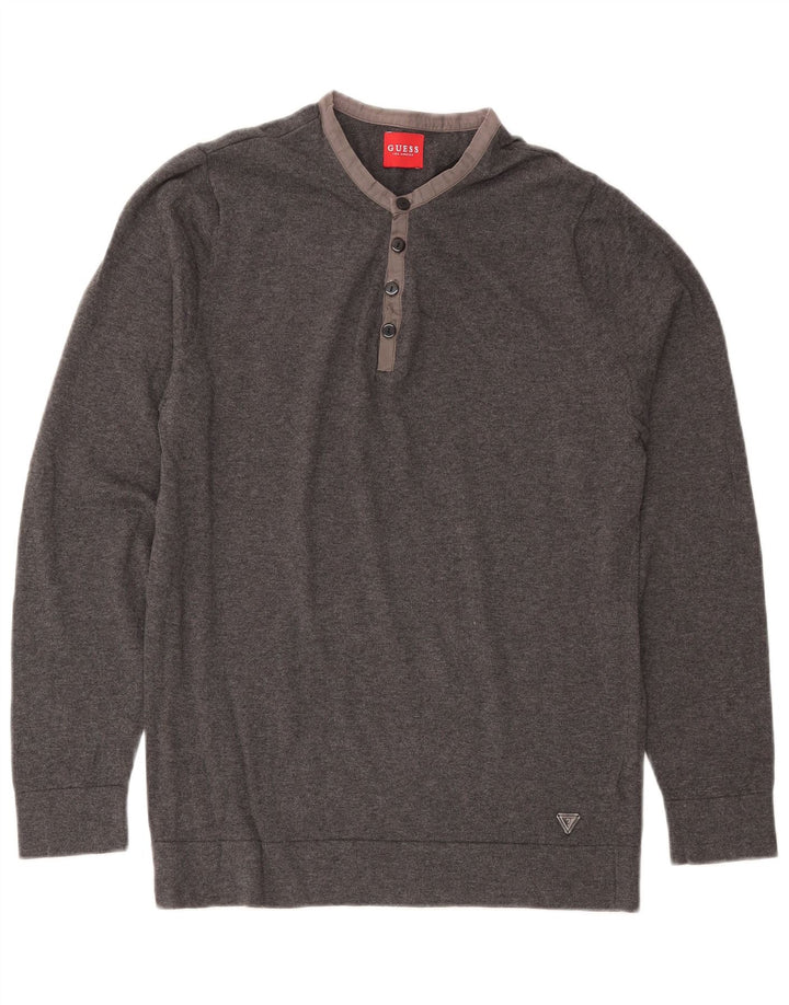 GUESS Herre sweater med rund hals, stor grå bomuld