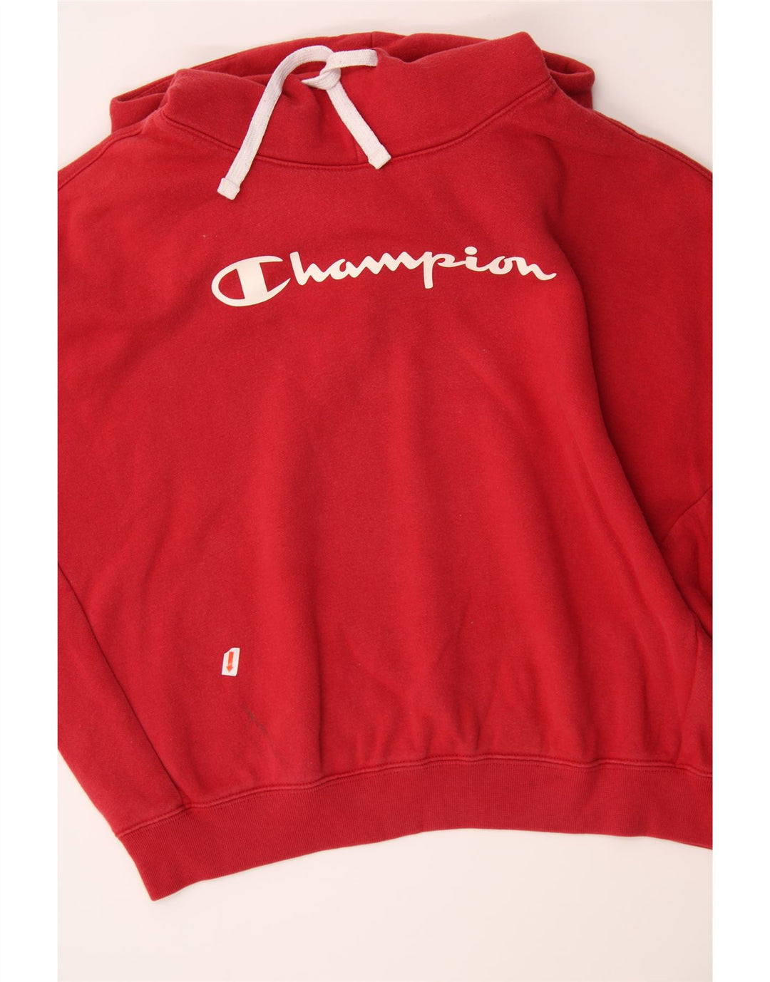 CHAMPION Womens Oversized Graphic Hoodie Jumper UK 14 Medium Red Cotton Vintage Champion and Second-Hand Champion from Messina Hembry 