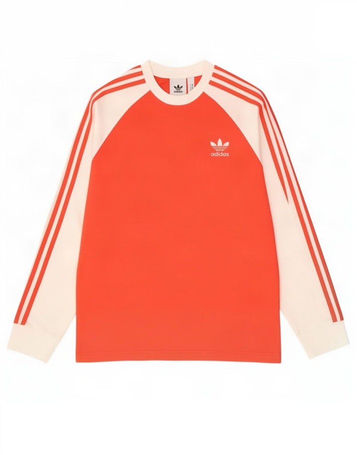 Adidas Herre Top Langærmet Medium Rød Colourblock Bomuld