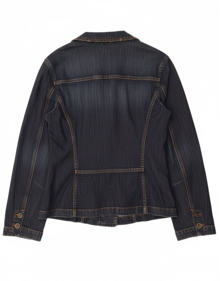 OLSEN Dame 2 Button Denim Blazer Jacket UK 14 Medium Blue Bomuld
