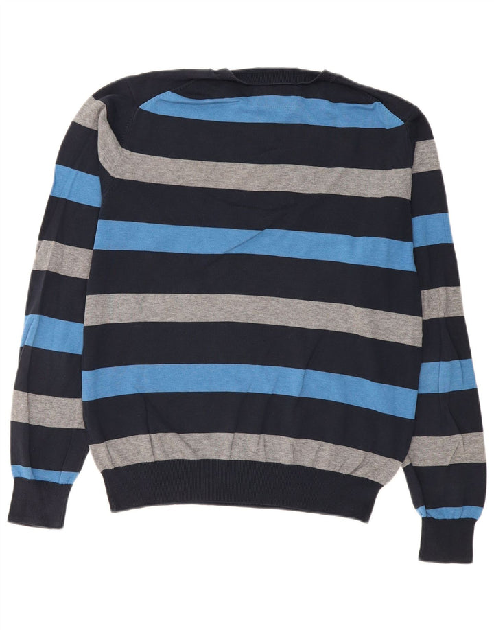 Sun68 Herre rund hals sweater stor blå stribet bomuld