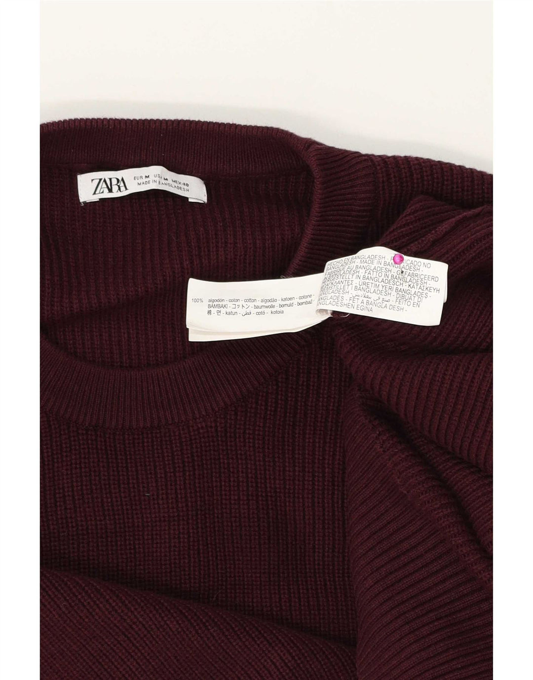 Zara Herre trøjetrøje med rund hals Medium Bourgogne bomuld