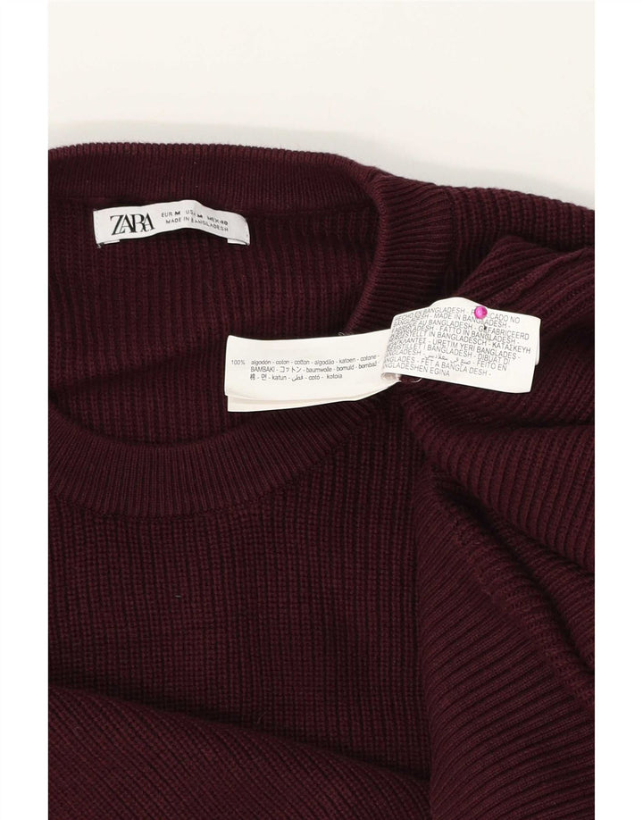Zara Herre trøjetrøje med rund hals Medium Bourgogne bomuld