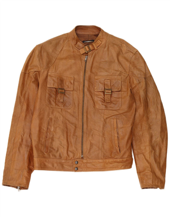 Vintage Herre Læderjakke UK 38 Medium Brun Læder